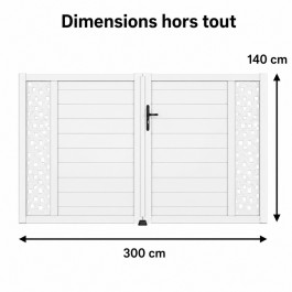 Portail battant PVC standard ARLES blanc CARRÉ - largeur 3000 mm
