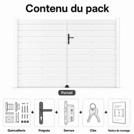 Portail battant PVC standard LYON blanc - contenu kit