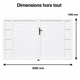 Portail battant PVC standard ARLES blanc INSERT largeur 3000 mm