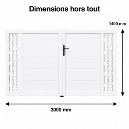 Portail battant PVC standard ARLES blanc RECTANGLE largeur 3000 mm