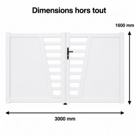 Portail battant PVC standard CAMBRAI blanc hauteur 1600mm - largeur 3000 mm