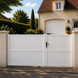 Portail battant PVC standard GUÉRANDE blanc hauteur 1600mm - largeur 2500 mm