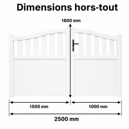 Portail battant PVC standard HAMBOURG blanc GALBÉ largeur 2500 mm