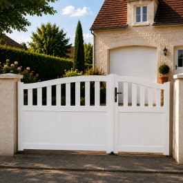 Portail battant PVC standard HAMBOURG blanc GALBÉ largeur 2500 mm