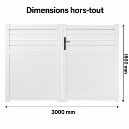 Portail battant PVC standard ARRAS blanc - largeur 3000 mm