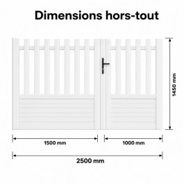 Portail battant PVC standard ALENÇON blanc DROIT - largeur 2500 mm