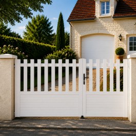 Portail battant PVC standard ALENÇON blanc DROIT - largeur 2500 mm