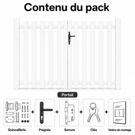Portail battant PVC standard blanc BALE - composition du pack