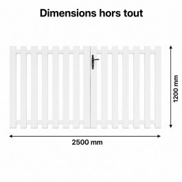 Portail battant PVC standard blanc BALE - largeur 2500 mm