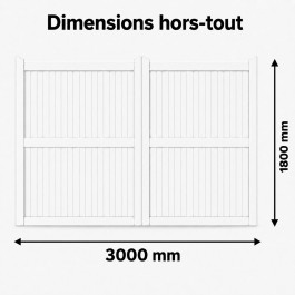 Portail battant électrique PVC blanc GUÉRANDE H.1800 mm - largeur 3000 mm