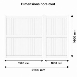 Portail battant électrique PVC blanc GUÉRANDE H.1600 mm - largeur 2500 mm