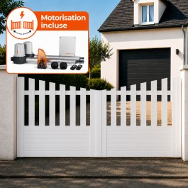 Portail battant électrique PVC blanc ALENÇON CONCAVE