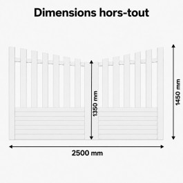 Portail battant électrique PVC blanc ALENÇON CONCAVE - largeur 2500 mm
