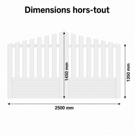 Portail battant électrique PVC blanc ALENÇON CONVEXE - largeur 2500 mm