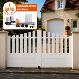 Portail battant électrique PVC blanc ALENÇON CONVEXE