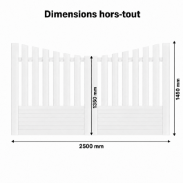 Portail battant électrique PVC blanc ALENÇON INCURVÉ largeur 2500 mm