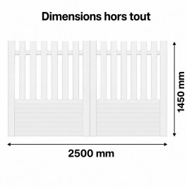 Portail battant électrique PVC blanc ALENÇON DROIT - largeur 2500 mm