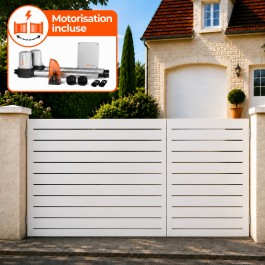 Portail battant électrique PVC blanc LYON - largeur 2500 mm