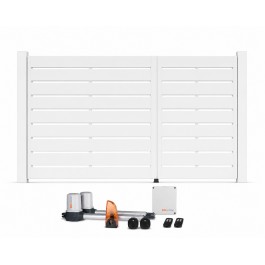 Portail battant électrique PVC blanc LYON - largeur 2500 mm