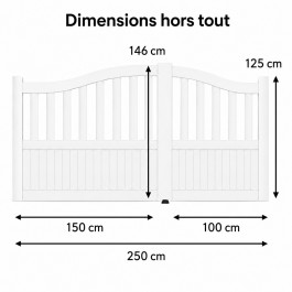 Portail battant électrique PVC blanc BREST GALBÉ - largeur 2500 mm