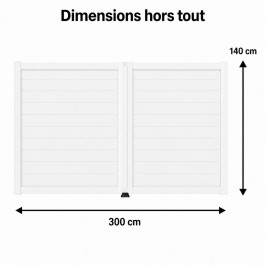 Portail battant électrique PVC blanc ARLES - largeur 3000 mm