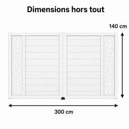 Portail battant électrique PVC blanc ARLES DÉCOR CARRÉ - largeur 3000 mm
