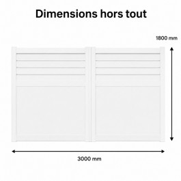 Portail battant électrique PVC blanc ARRAS - largeur 3000 mm