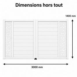 Portail battant électrique PVC blanc ARLES DÉCOR RECTANGLE - largeur 3000 mm