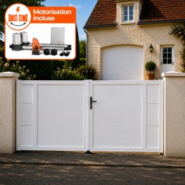 Portail battant électrique PVC blanc ARLES DÉCOR INSERTS