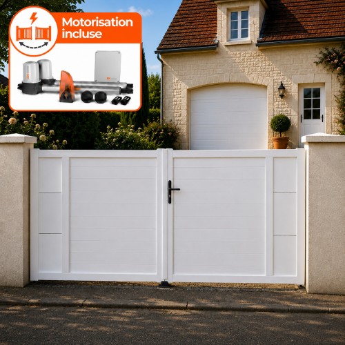 Portail battant électrique PVC blanc ARLES DÉCOR INSERTS