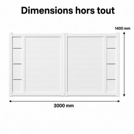 Portail battant électrique PVC blanc ARLES DÉCOR INSERTS - largeur 3000 mm