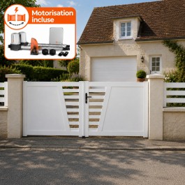 Portail battant électrique PVC blanc CAMBRAI
