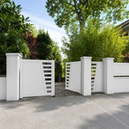 Portail battant électrique PVC blanc CAMBRAI