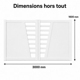 Portail battant électrique PVC blanc CAMBRAI - largeur 3000 mm