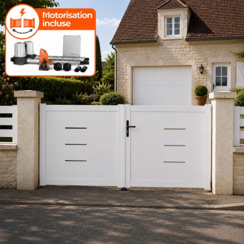 Portail battant électrique PVC blanc BRIANÇON