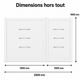 Portail battant électrique PVC blanc BRIANÇON - largeur 2500 mm