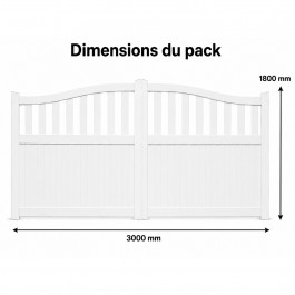 Portail battant électrique PVC blanc HAMBOURG GALBÉ - largeur 3000 mm