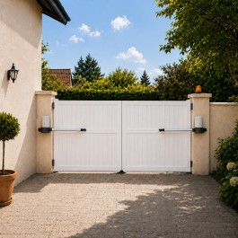 Portail battant électrique PVC blanc GUÉRANDE H.1800 mm