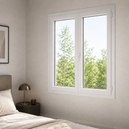 Fenêtre PVC 2 vantaux H 165 x L 90 cm OB avec poignée