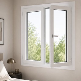 Fenêtre PVC 2 vantaux H 135 x L 120 cm OB avec poignée