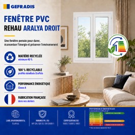 Fenêtre PVC 2 vantaux H 135 x L 150 cm OB avec poignée
