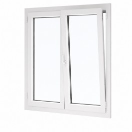 Fenêtre PVC 2 vantaux H 125 x L 90 cm OB avec poignée