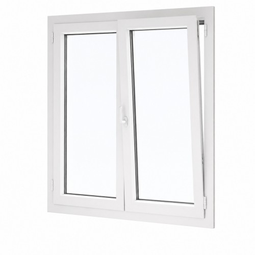 Fenêtre PVC 2 vantaux H 125 x L 90 cm OB avec poignée