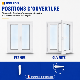 Fenêtre PVC 2 vantaux H 95 x L 80 cm OF avec poignée