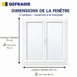 Fenêtre PVC 2 vantaux H 75 x L 90 cm OF avec poignée