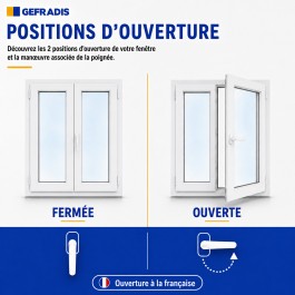 Fenêtre PVC 2 vantaux H 185 x L 120 cm OF avec poignée