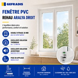 Fenêtre PVC 2 vantaux H 105 x L 140 cm OF avec poignée