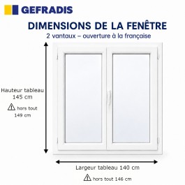 Fenêtre PVC 2 vantaux H 145 x L 140 cm OF avec poignée