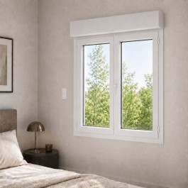 Fenêtre oscillo-battant avec volet roulant électrique PVC H 75 x L 120 cm 2 vantaux