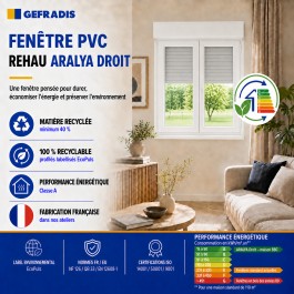 Fenêtre oscillo-battant avec volet roulant électrique PVC H 95 x L 120 cm 2 vantaux